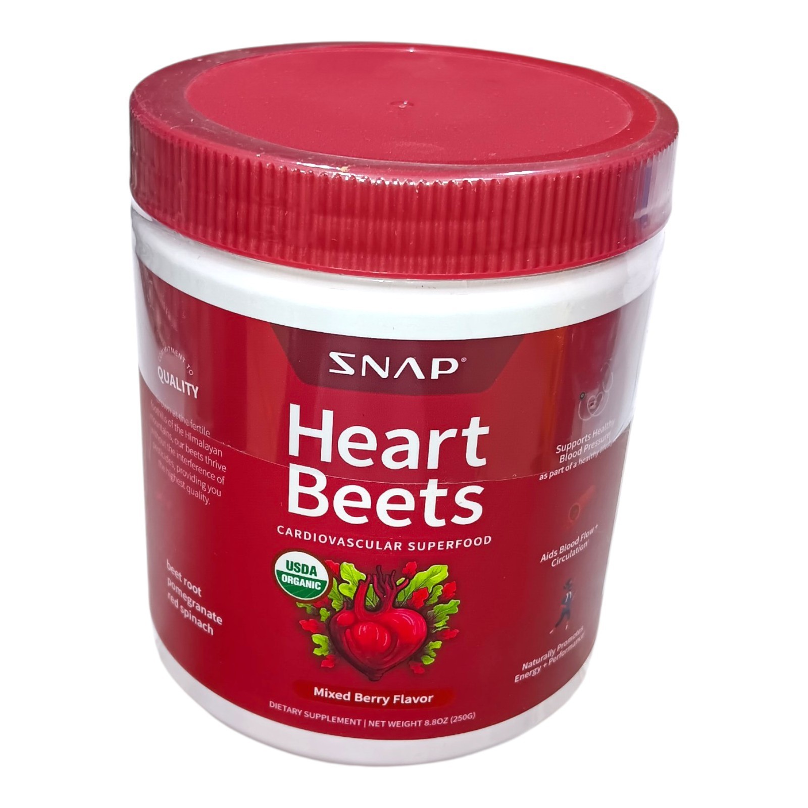 Snap Heart Beets Powder USDA Cardiovascular Superfood Nitric Oxide Booster 8.8oz