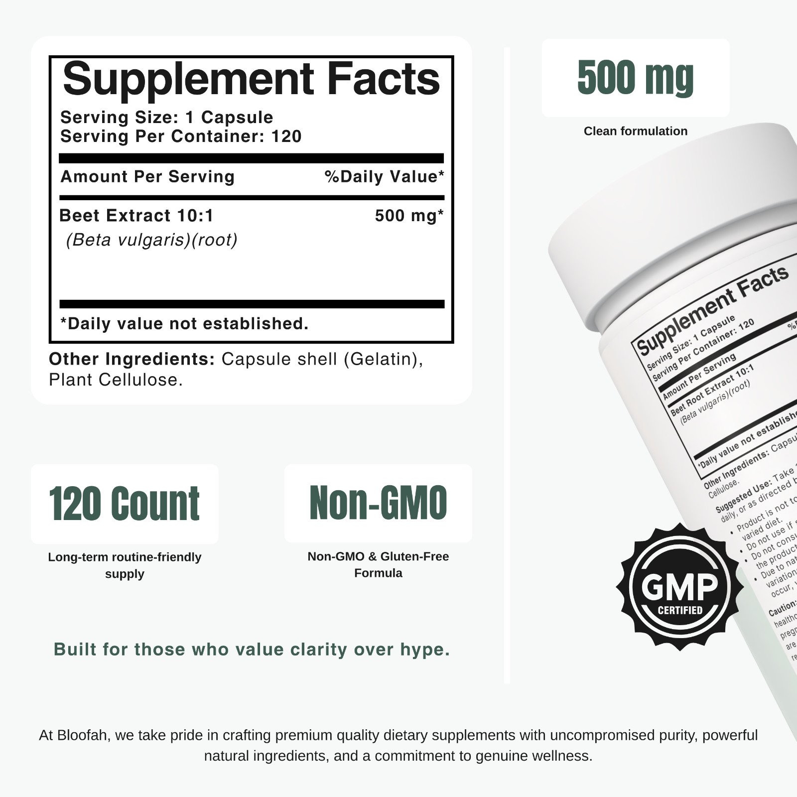 Bloofah BR Beetroot Extract 10:1 500mg | 120 Capsules | Nitric Oxide | Stamina