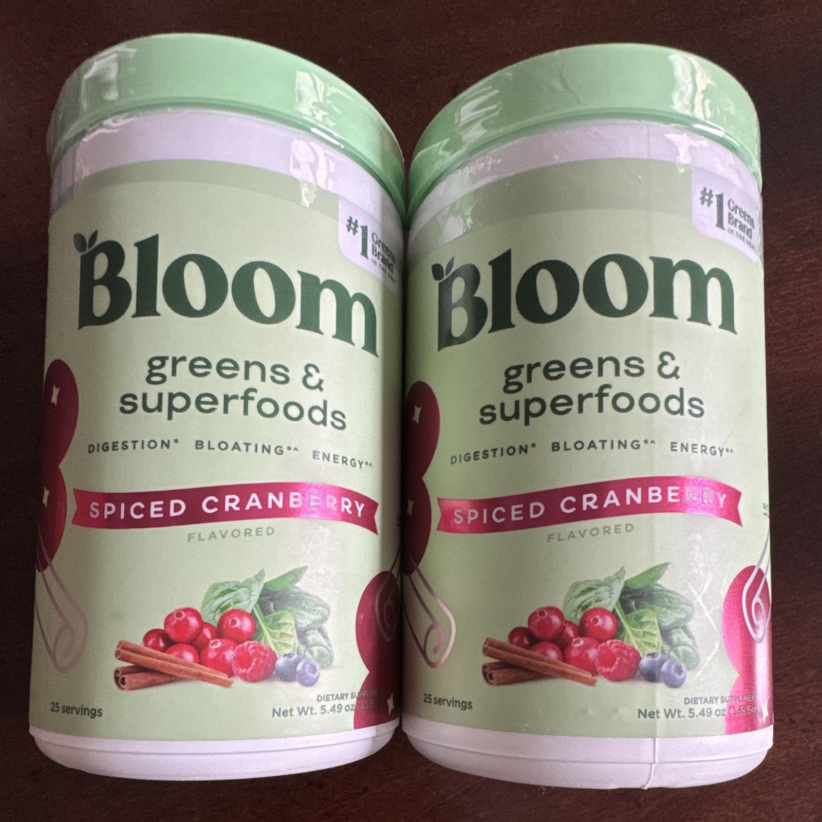 Bloom Greens & Superfoods Powder Spiced Cranberry Vegan 2-Pack 5.49 oz Exp 08/26