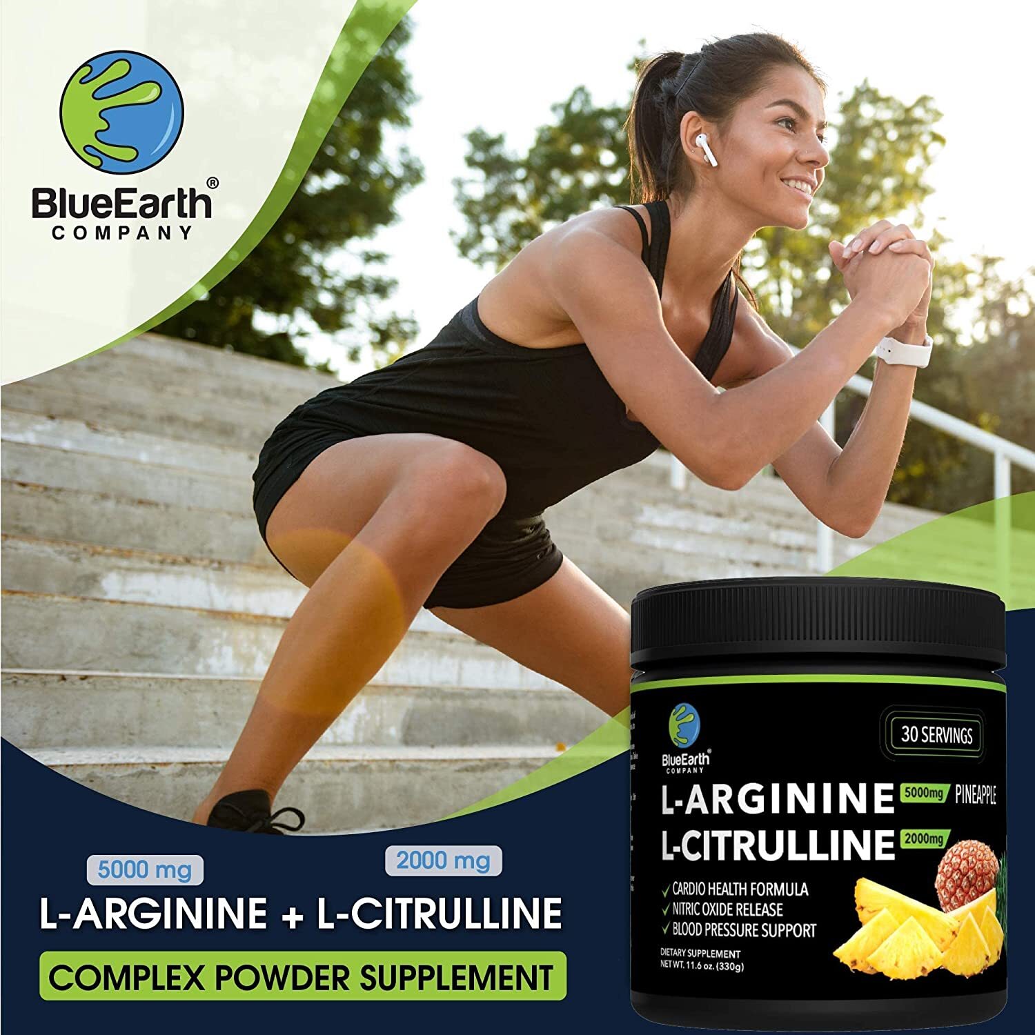 L-Arginine 5000mg + L-Citrulline 2000mg – Nitric Oxide – Blood Pressure Support