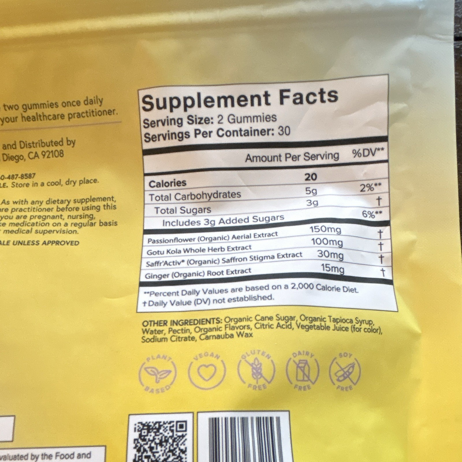 Organifi Happy Drops Mood Support Gummies Sweet Lemon 60 ct Vegan Gluten-Free