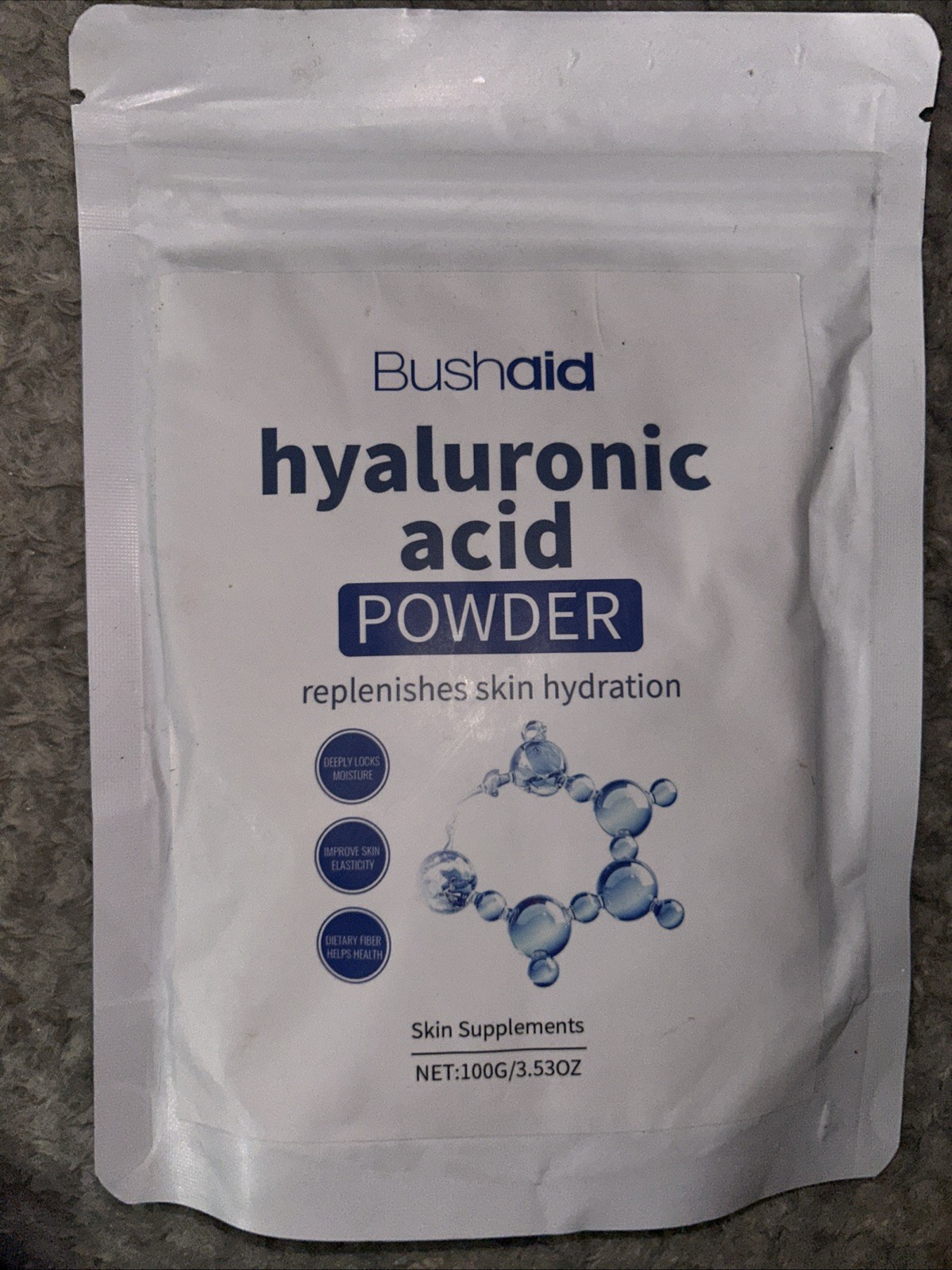 100g Bushaid Hyaluronic Acid Powder Deeply Hydrates & Increases Skin-Moisture