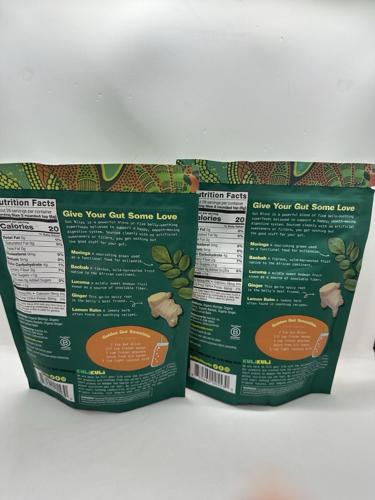 2 Kuli Kuli Organic Gut Bliss Superfood Blend 6oz Ea Exp11/26