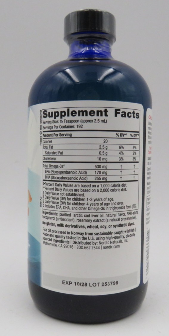 Nordic Naturals Children’s DHA Liquid Flavored Kids Fish Oil 16oz NEW