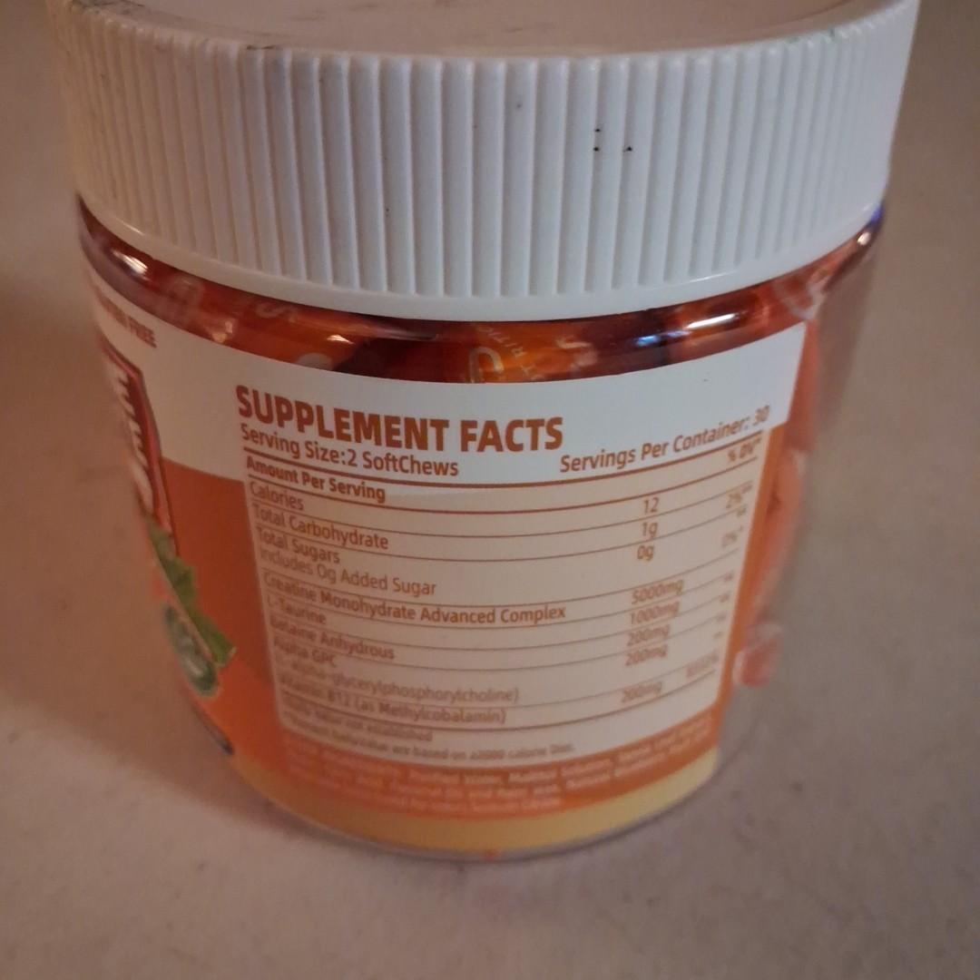 Creatine Monohydrate Chews 6400mg Advanced Complex Orange Flavor Vegan 60 Ct NEW