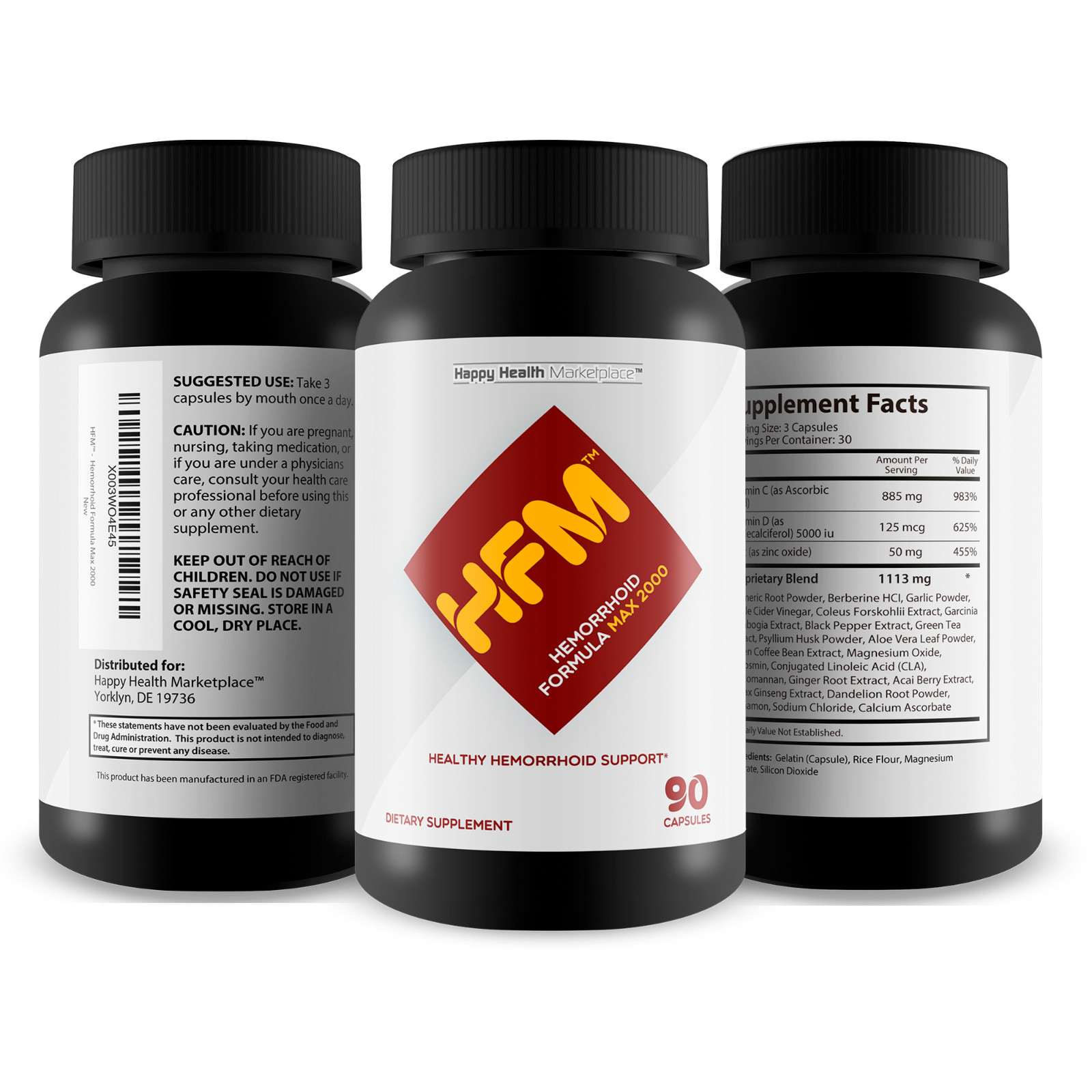 HFM Hemorrhoid Formula Max 2000 – Natural Hemorrhoid Support Supplement