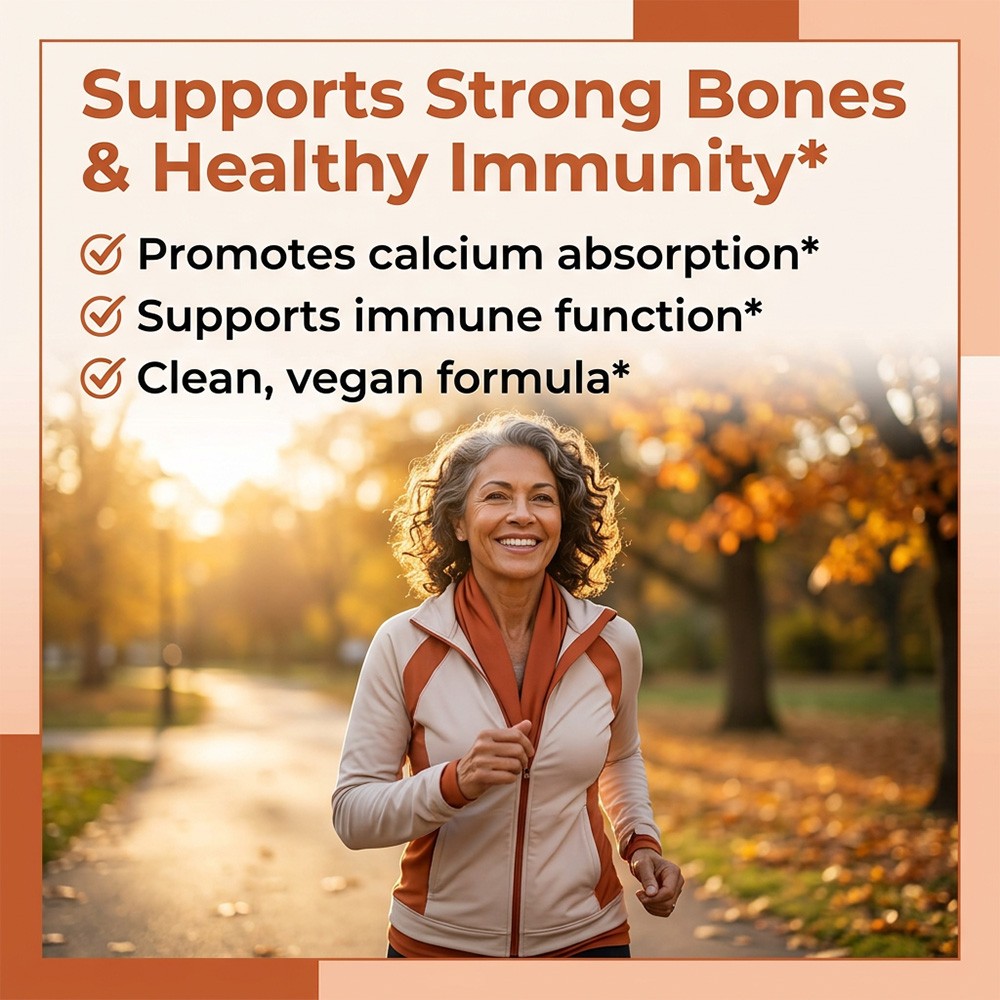Vitamin D3 1000IU – Supports Calcium Absorption, Strong Bones & Healthy Immunity