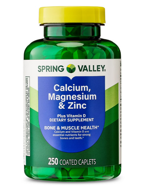 Spring Valley Calcium- Magnesium & Zinc plus Vitamin D3 Coated Caplets- 250 Ct