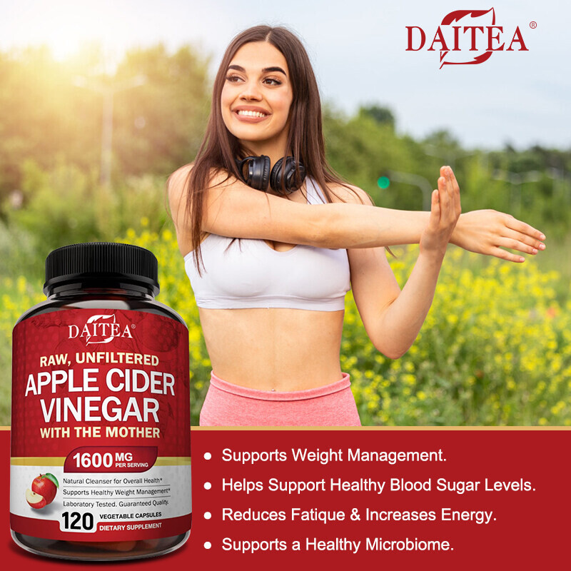 1600mg Apple Cider Vinegar Capsules, Detox & Weight Support, 120 VegCaps