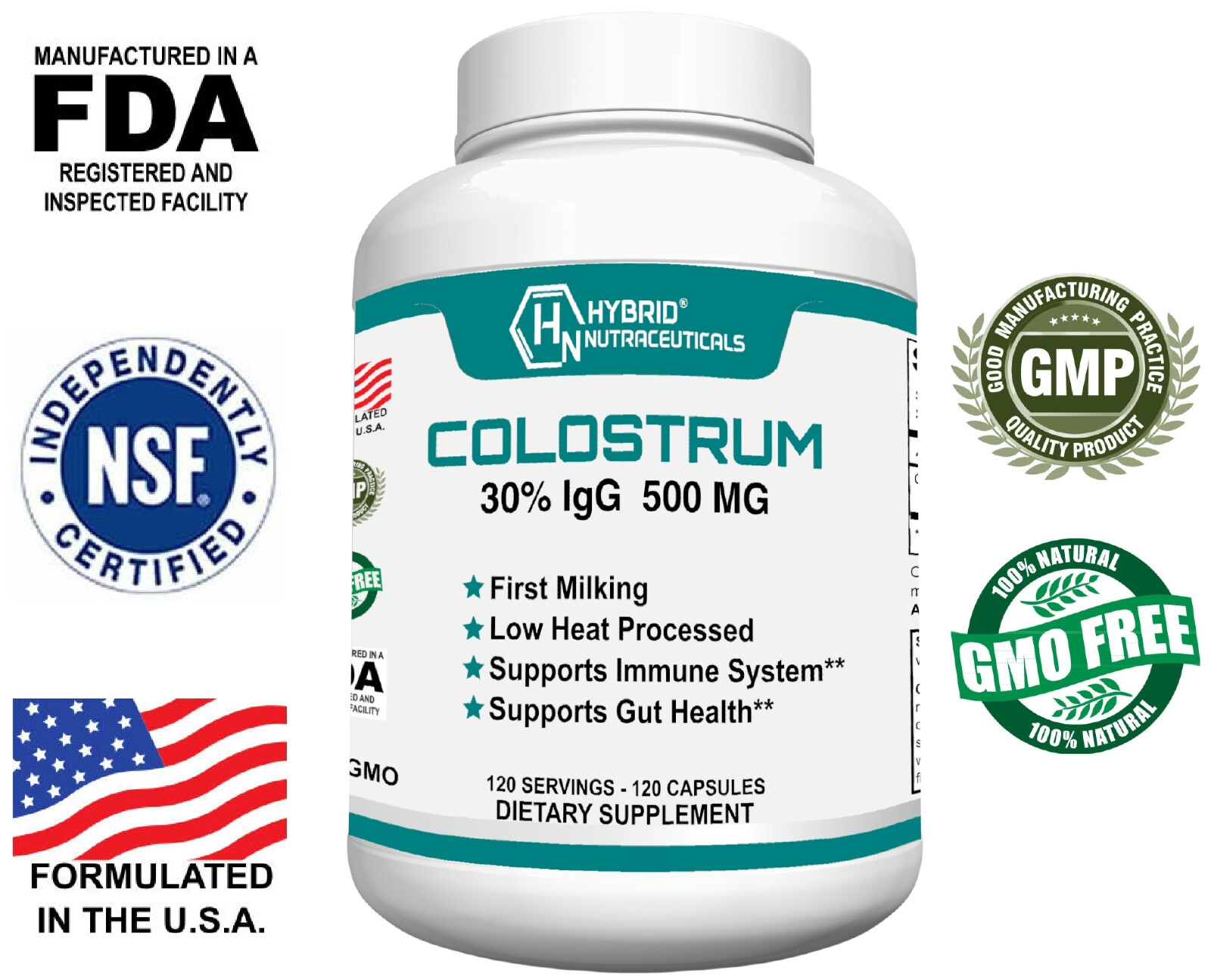 Bovine Colostrum Supplement – 30% IgG Lactoferrin, Immune Support (2 Pack)