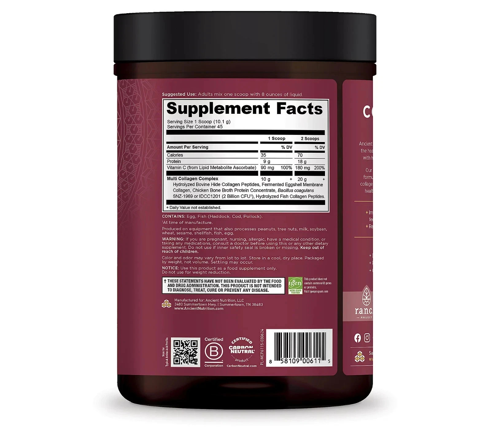 Pack of 3-Ancient Nutrition Multi Collagen Protein Powder – 16.2oz Free Shipping