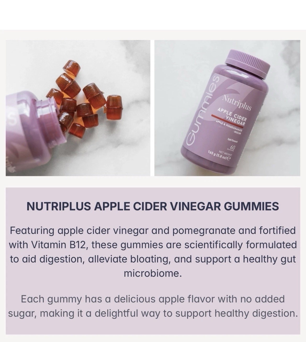 Farmasi Nutriplus Apple Cider Vinegar Gummies 60 Apple Folic Acid B12 5.8oz
