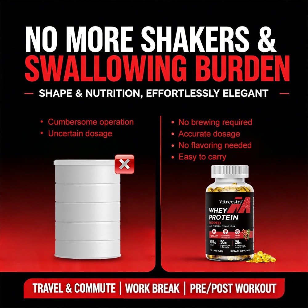 Whey Protein Ripped Capsules – 900mg Protein with Green Tea Lean Muscle&Fat Loss