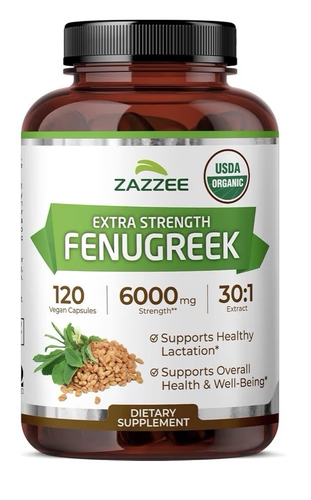 Zazzee Fenugreek Extra Strength Healthy Lactation Overall Health Wellbeing 120ca