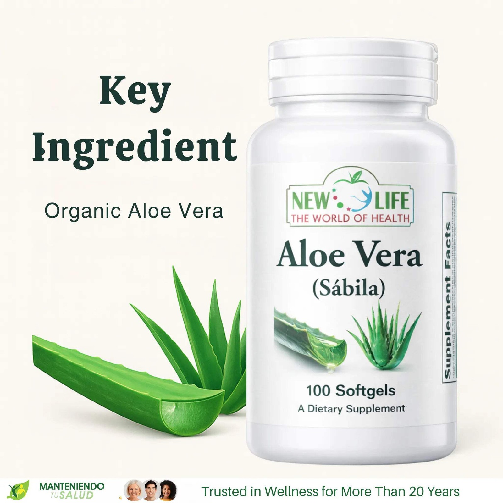 New Life Aloe Vera, Digestive Support, Herbal Supplement, 100 Softgels