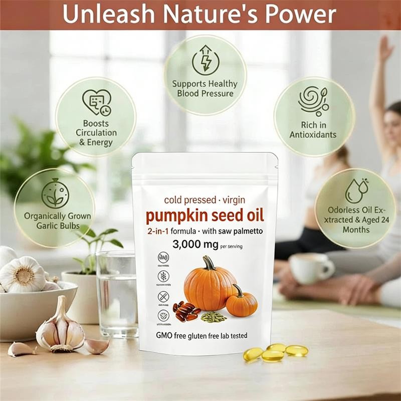 Aged 1Pack Pumpkin Seed Oil, 300 Softgels, 3000mg Odorless Heart & Immune USA