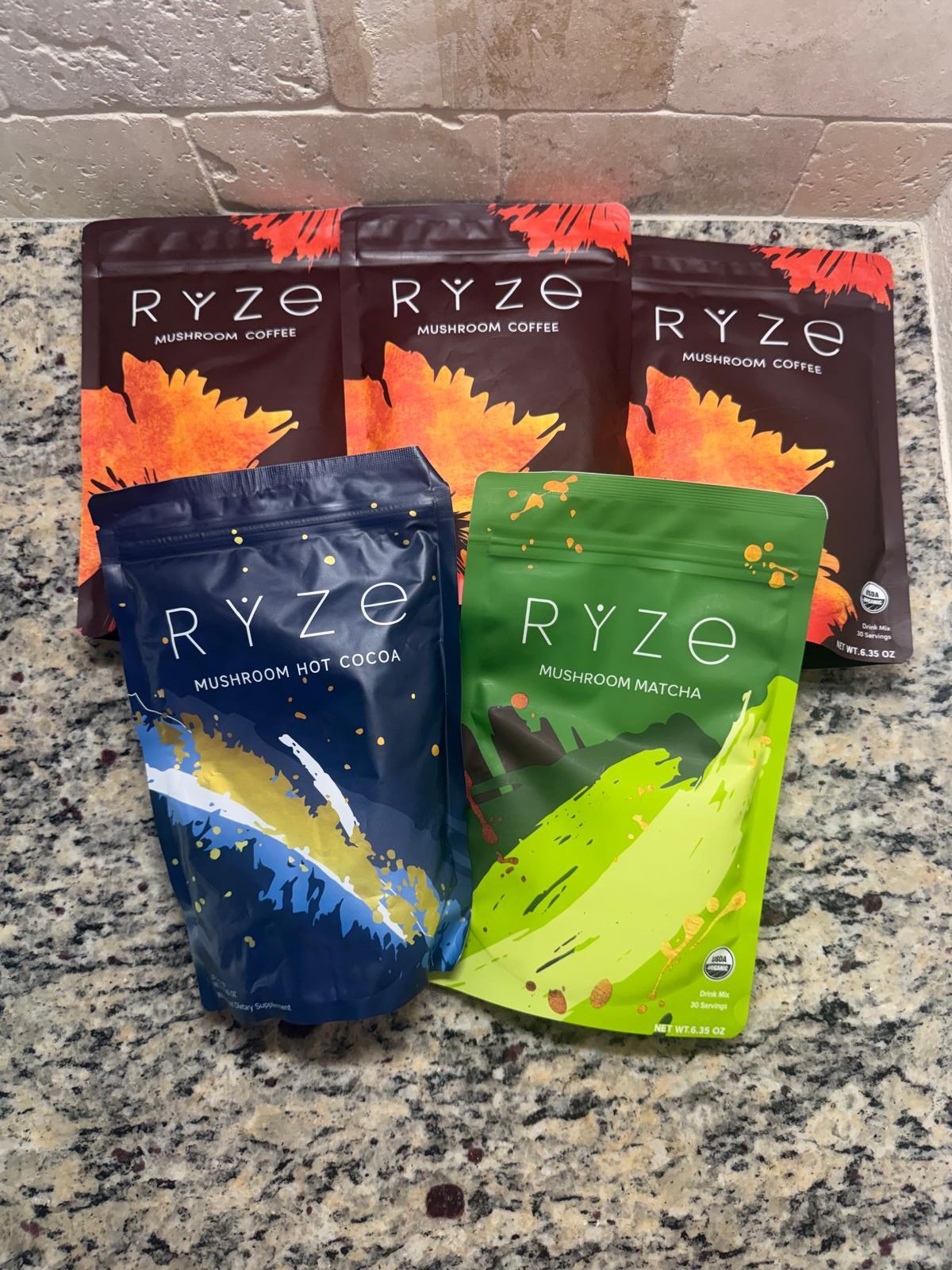 5bags- 3 Organic Mushroom Coffee + 1 matcha +1 hot cocoa Exp 2028