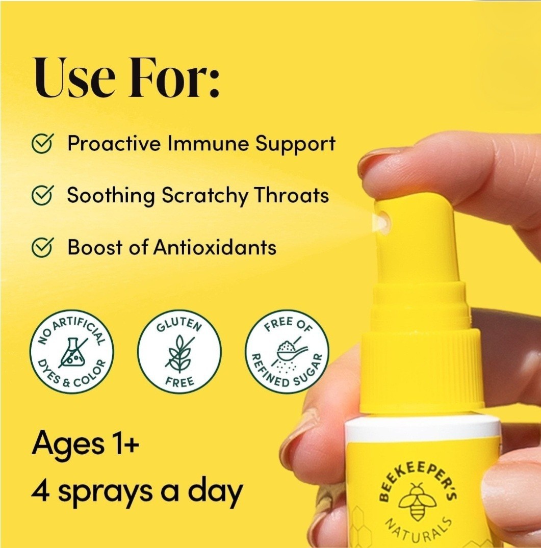 1.5 Oz Beekeepers Naturals Propolis Immune Spray with Vitamin C Honey EXP 06/28