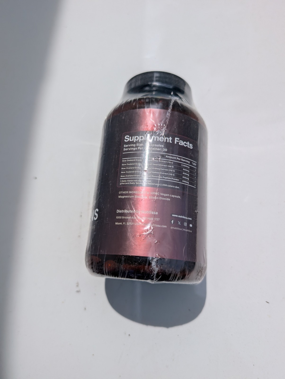 Nutriissa Beef Organs Grass Fed Supplement 240 Capsules 5400mg Unflavored