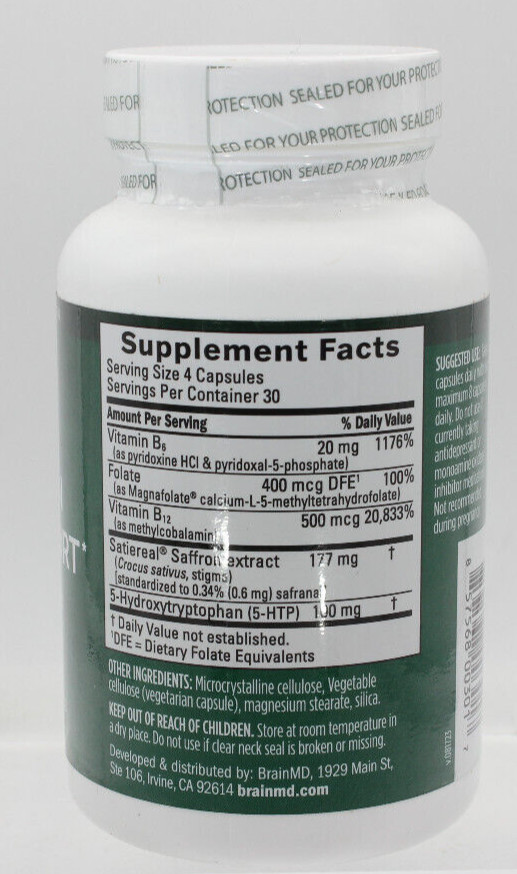 BrainMD Daniel Amen Serotonin Mood Support Supplement, 120 Vegan Capsules