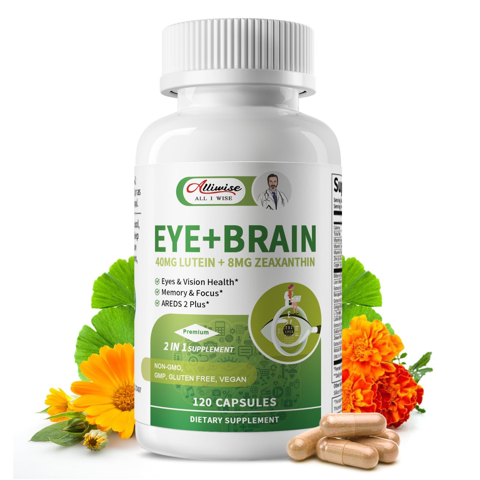 Alliwise Lutein Eye Vitamins 14 in 1 Supplement 120 Count (Pack of 1)