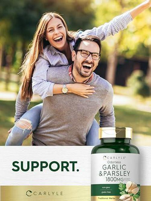 Carlyle Odorless Garlic and Parsley 1800mg | 200 Softgels | Non-GMO, Gluten Free