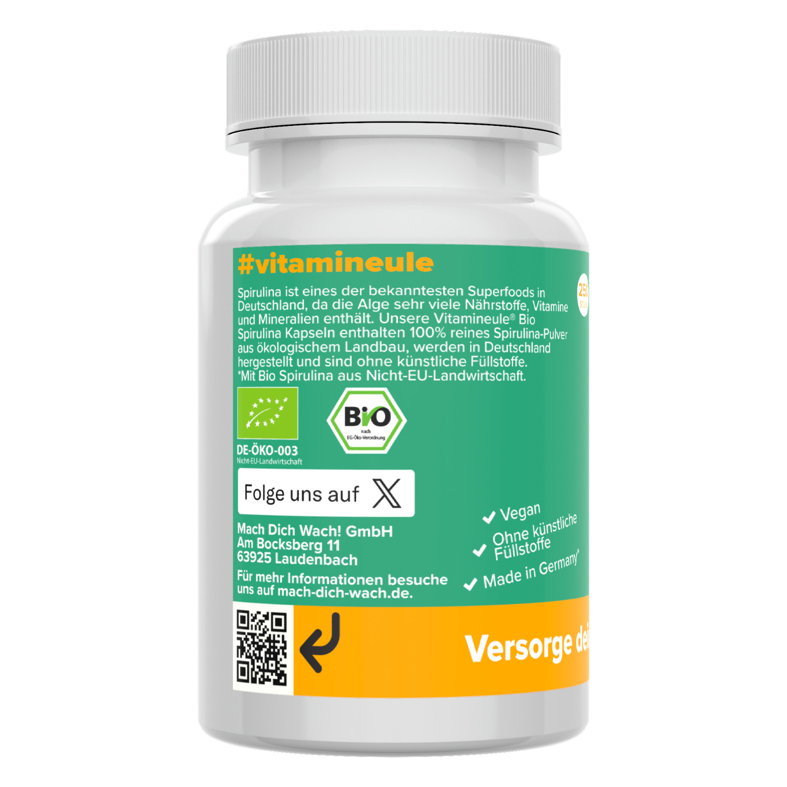 Bio Spirulina Kapseln / Tabletten / Presslinge – 500mg – vegan – Vitamineule
