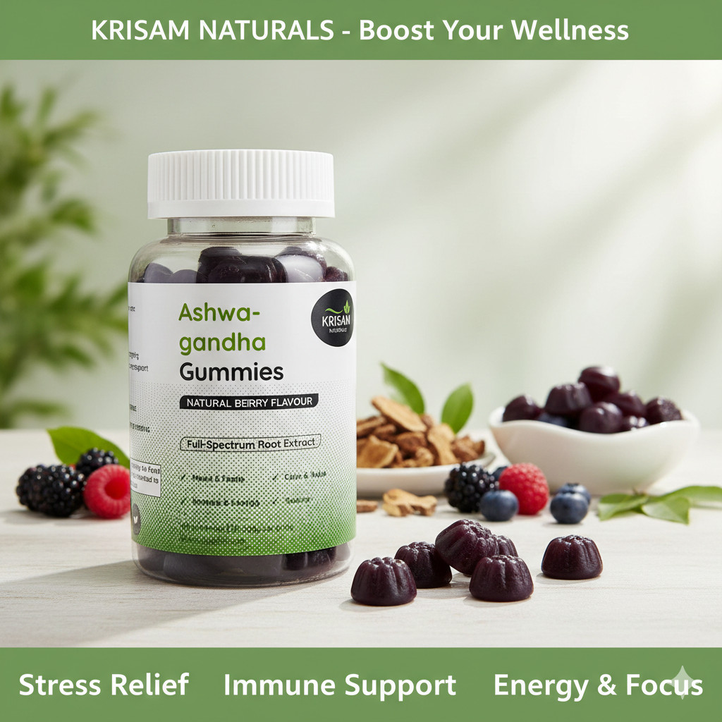 Ashwagandha Gummies Root Extract – Berry Flavor – 60 Count – 1 Month Supply – St