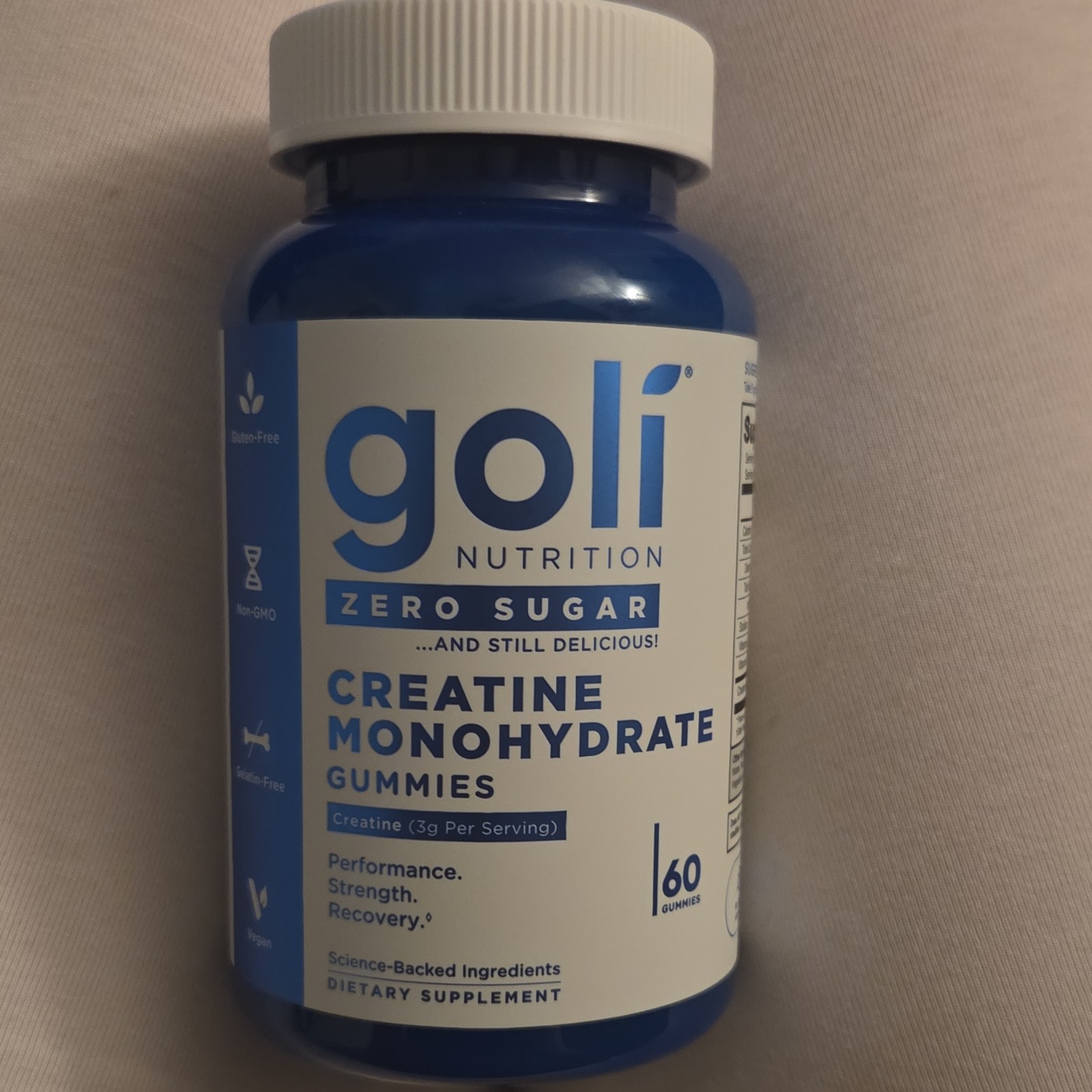 Goli Nutrition Creatine Monohydrate Gummies Zero Sugar 60 Gluten-Free Vegan Keto