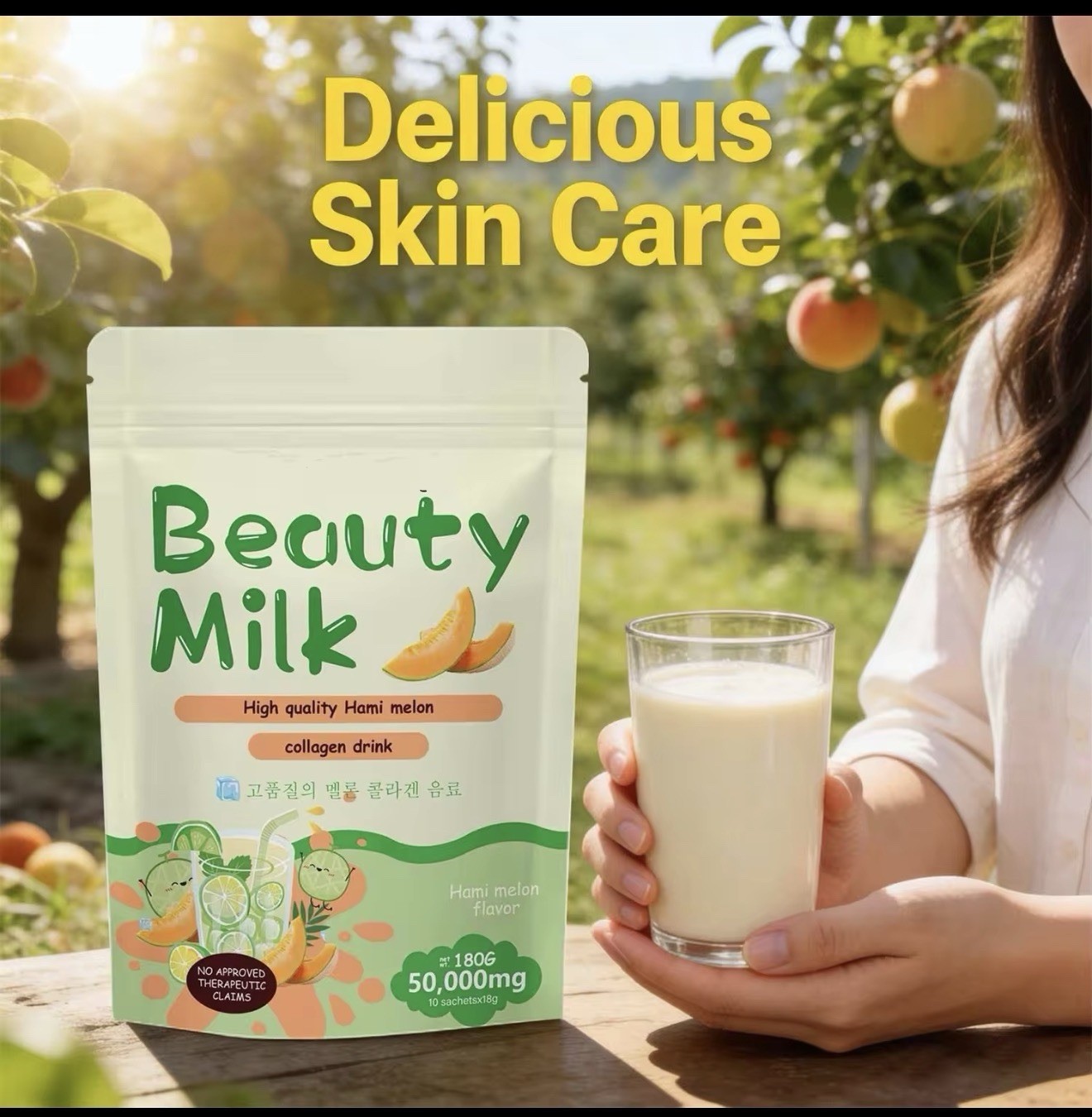 Dear Face Beauty Milk Japanese Collagen STRAWBERRY Drink, 10 Sachets X 18g