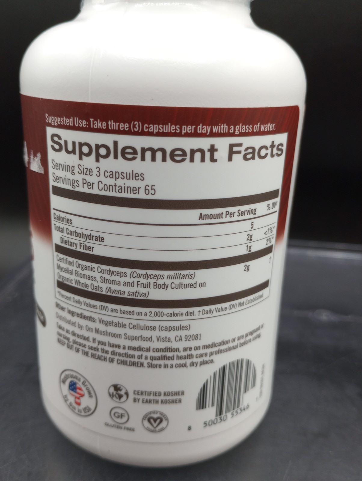 Om Mushrooms Cordyceps Capsules, 2.000mg – 195 ct. – EXP 02/2027