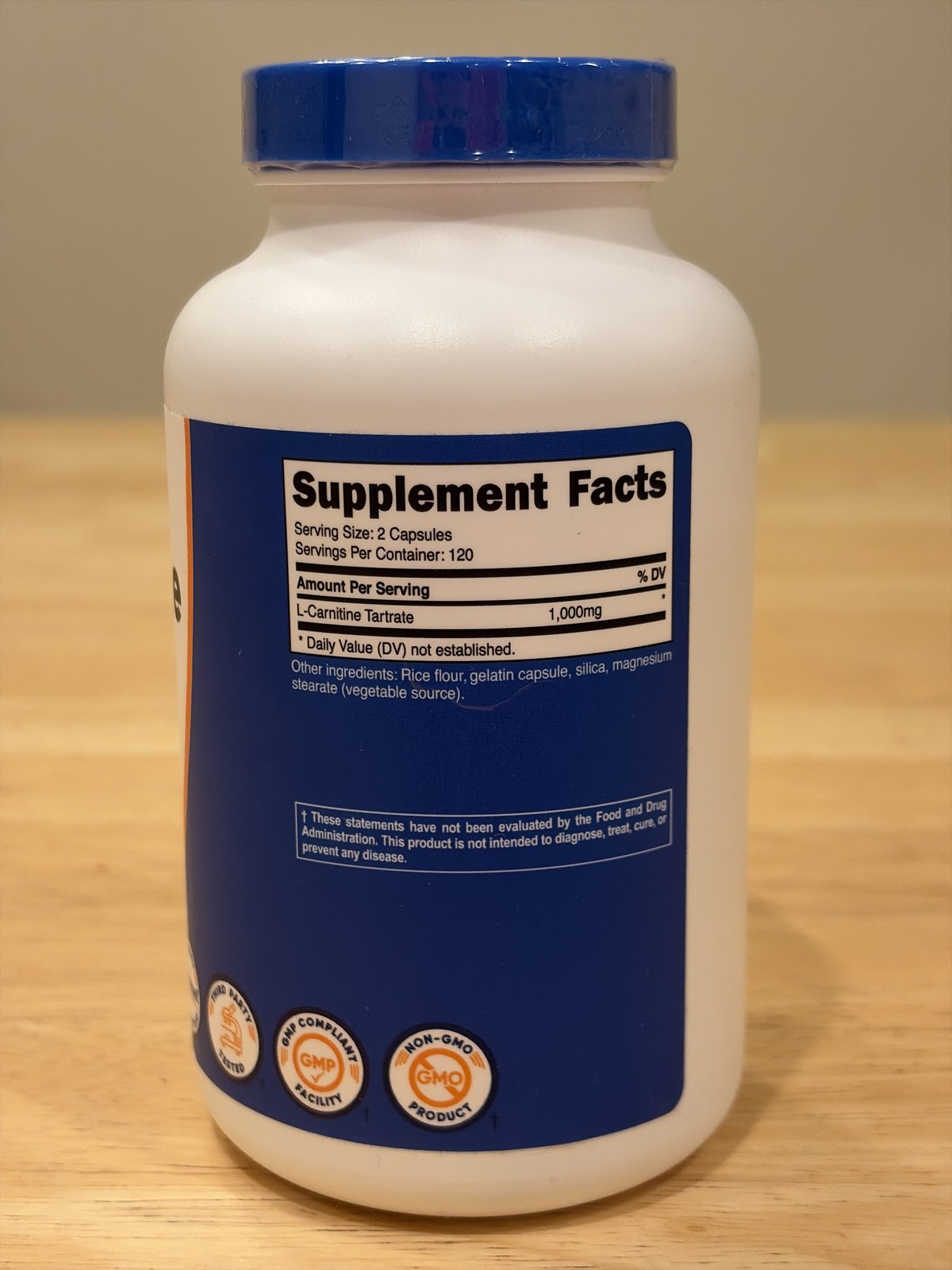 Nutricost L-Carnitine Tartrate 1000mg 240 Capsules Exp 03/2027