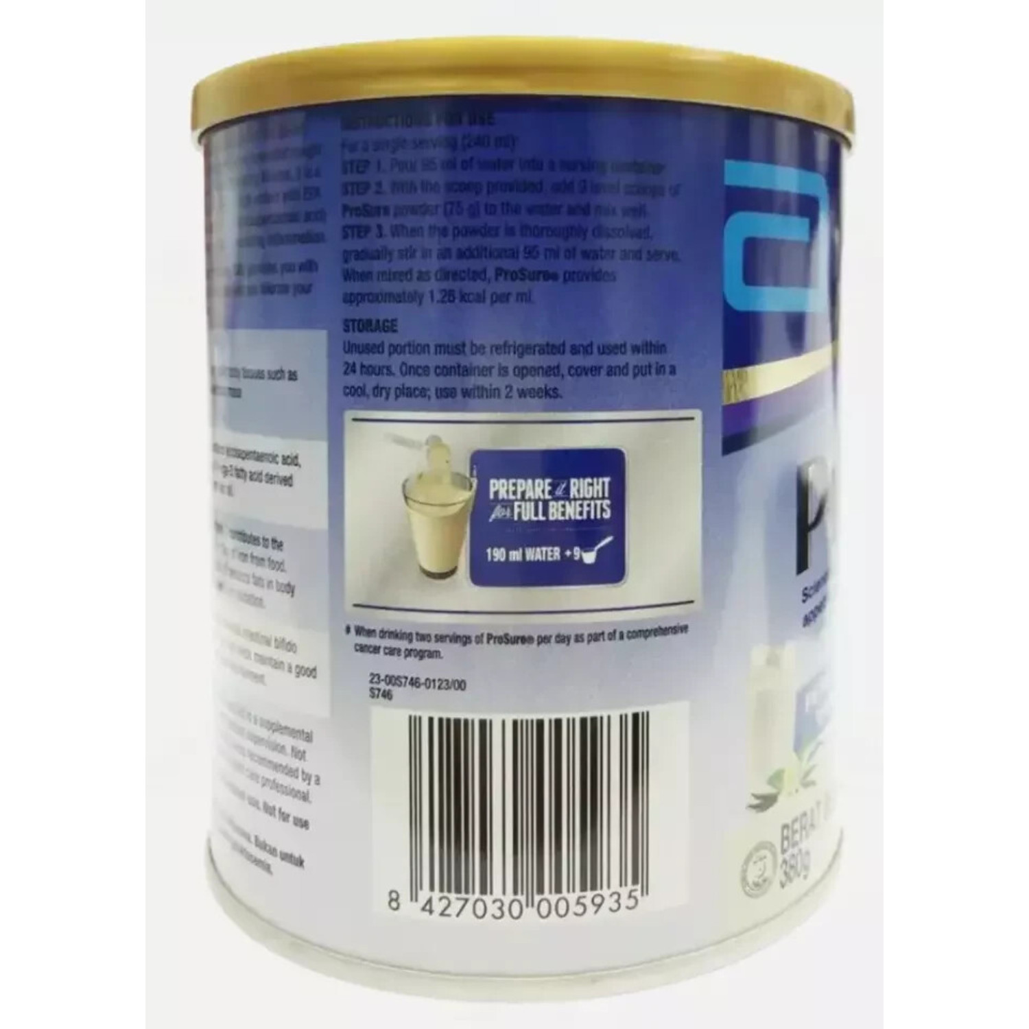 2X 380g Abbott Pro Sure Milk Improve Appetite High Protein Prebiotic EPA Vanilla