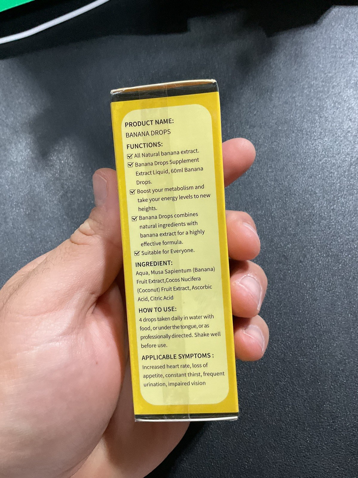 Banana Drops Supplement Extract Liquid – 2oz/60ml Banana Drops All Natural