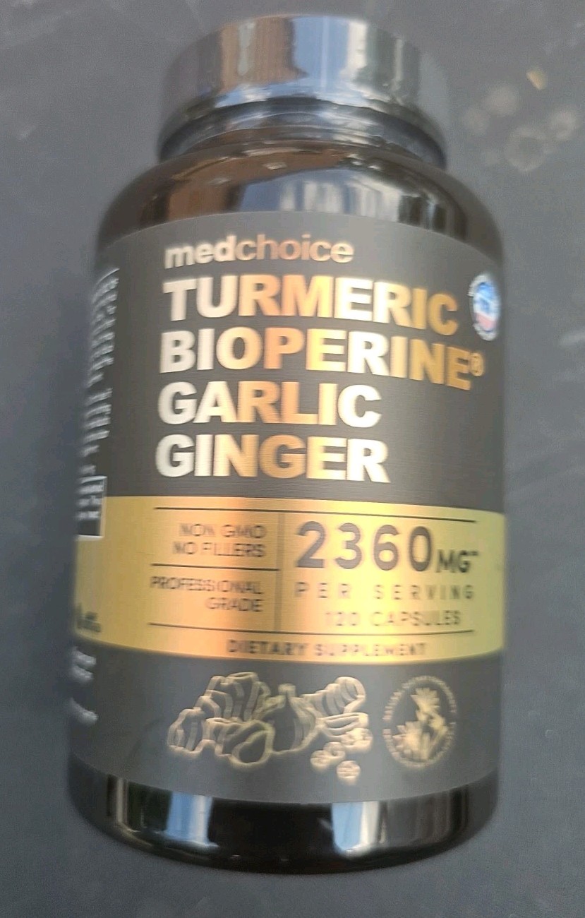 MedChoice Turmeric Ginger Garlic BioPerine 2360mg 120 Capsules Exp 10/2027