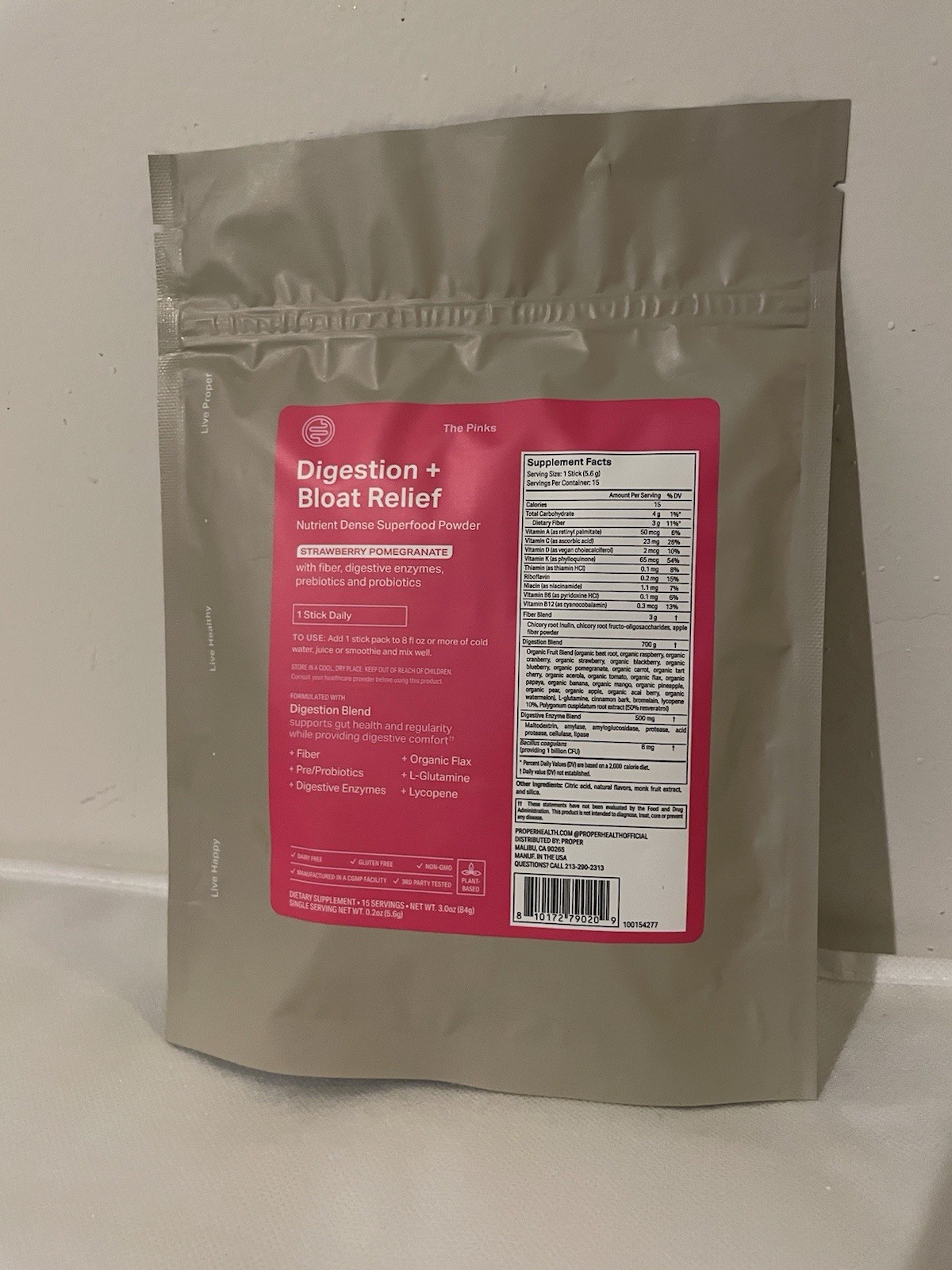 proper Superfood Powder Digestion Bloat Relief Probiotics Strawberry Pomegranate