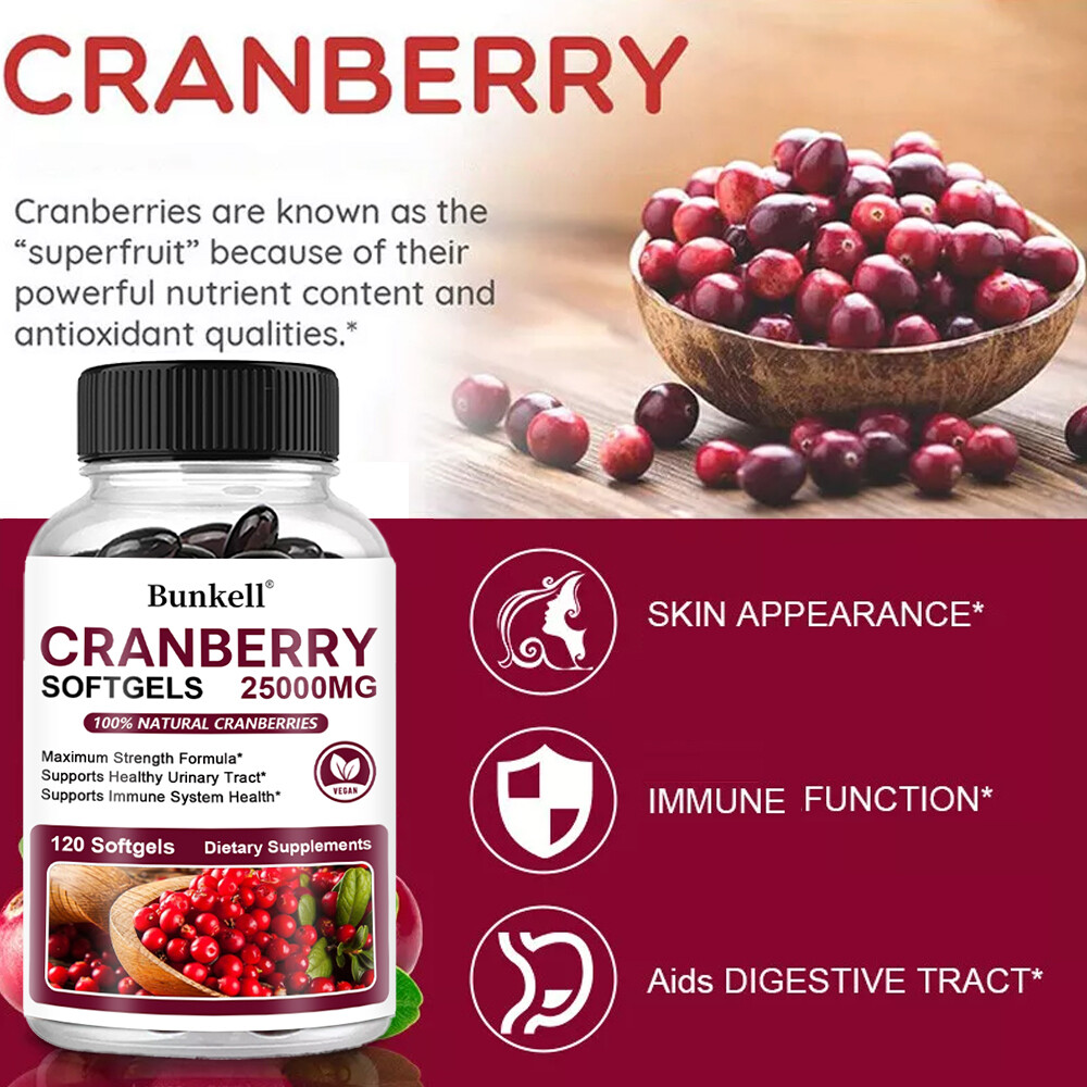 Cranberry Softgels | Maximum Strength | 25,000 mg + Vitamin C
