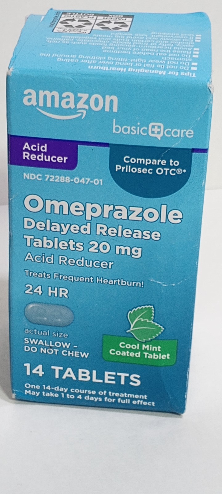 Amazon Basic Care Omeprazole 20mg Delayed Release Tablets Cool Mint 14 Count EXP