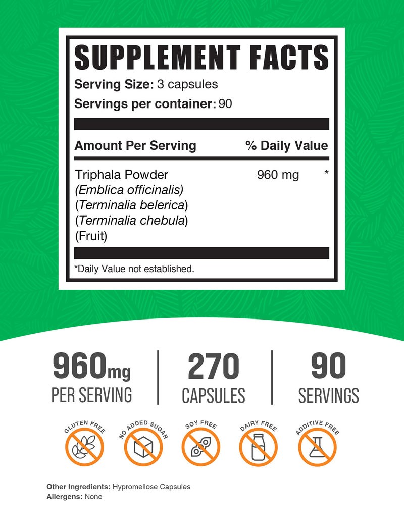 BulkSupplements Triphala Capsules – 960mg Per Serving