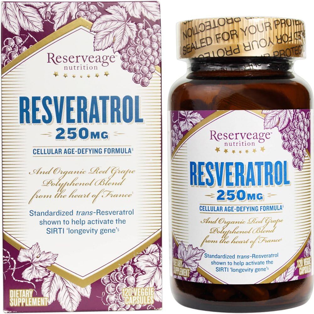 Reserveage Resveratrol 250 mg Dietary Supplement (120 Vegetarian Capsules)