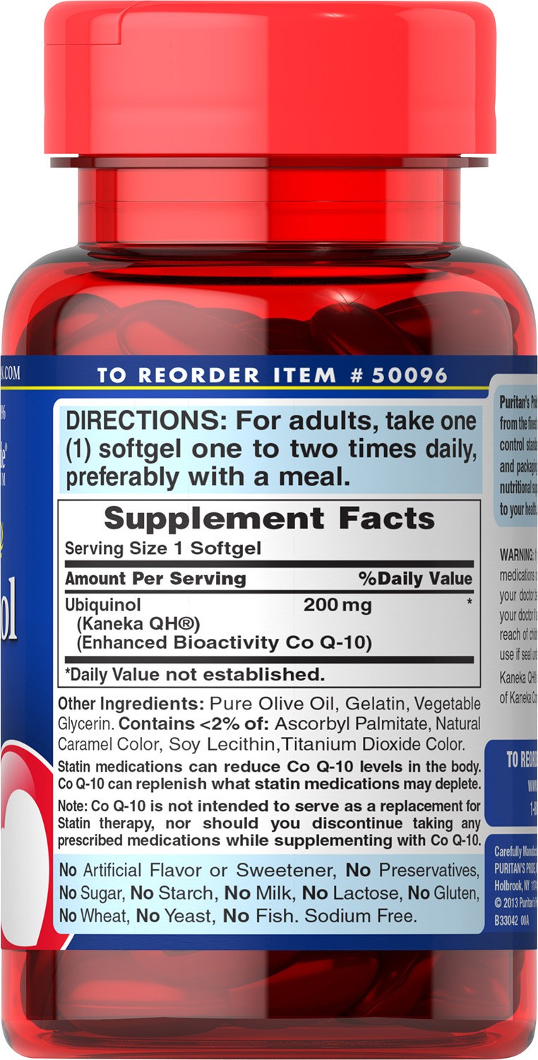 Puritan’s Pride Ubiquinol 200 mg – 60 Rapid Release Softgels