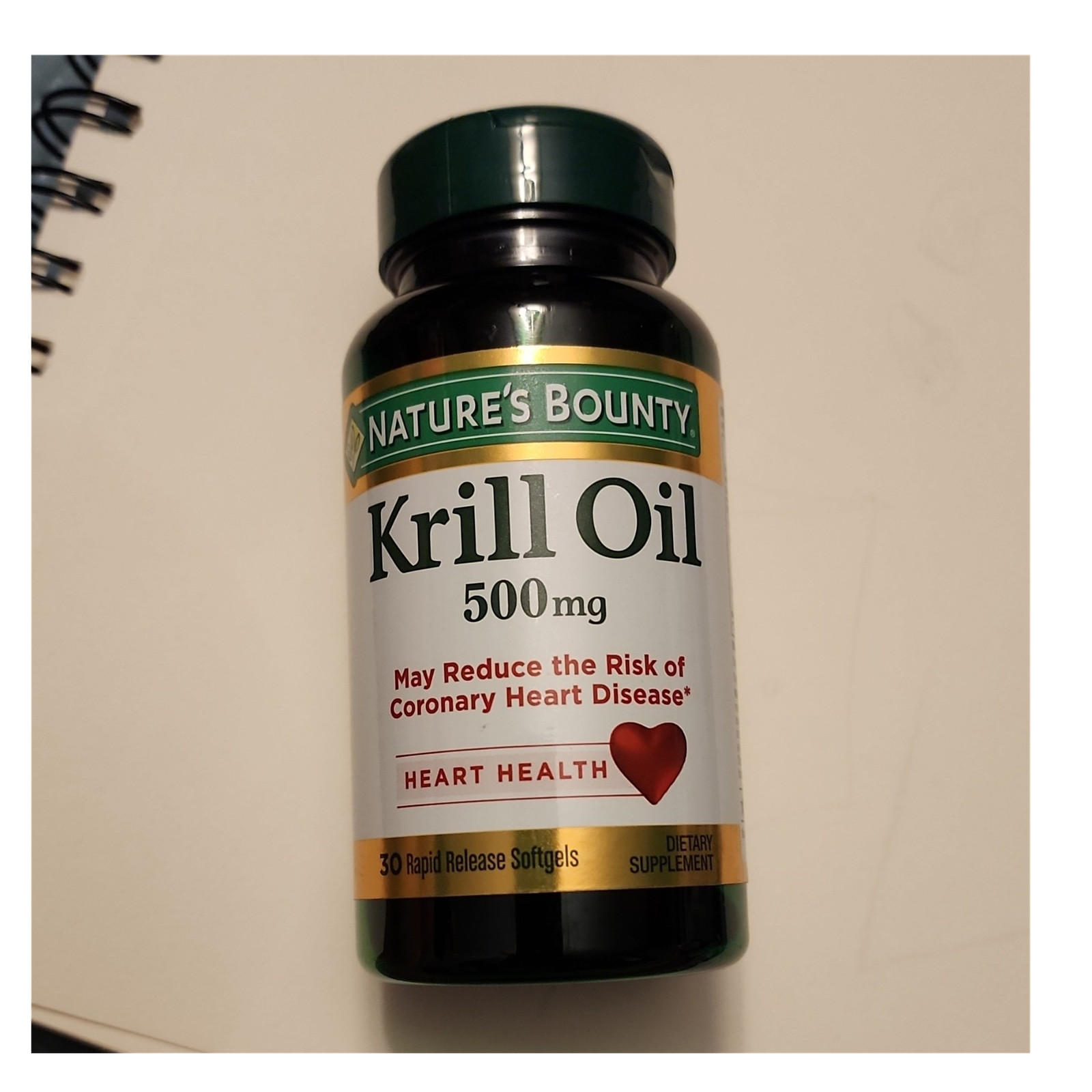 Nature’s Bounty Krill Oil 500mg Heart Health Rapid Release 30 Softgels Exp 10/27