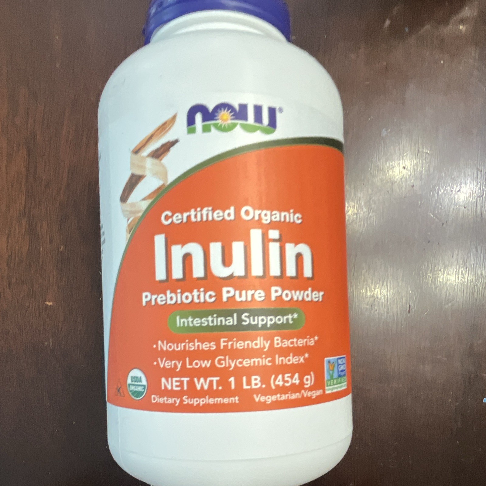 NOW Certified Organic Inulin Prebiotic Powder Digestive Support Unflavored 1 lb