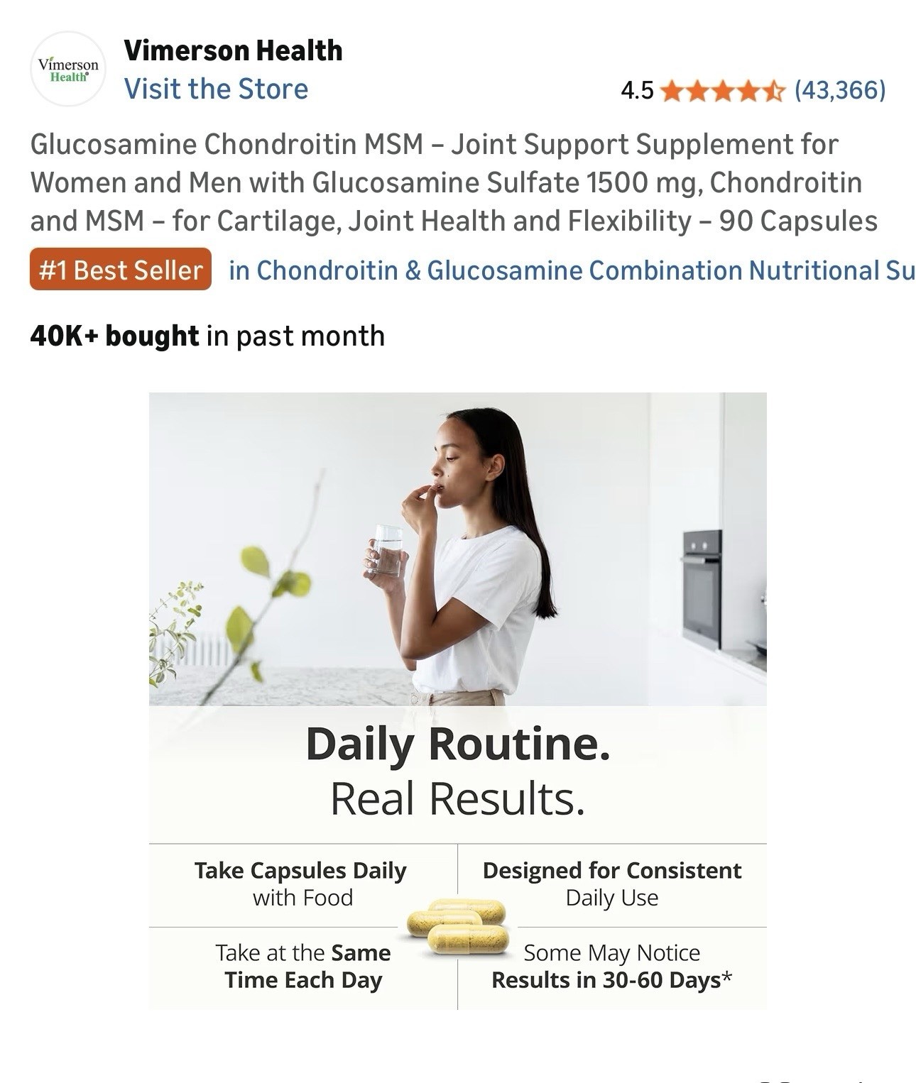 Vimerson Health Glucosamine Chondroitin MSM Turmeric 90 Capsules
