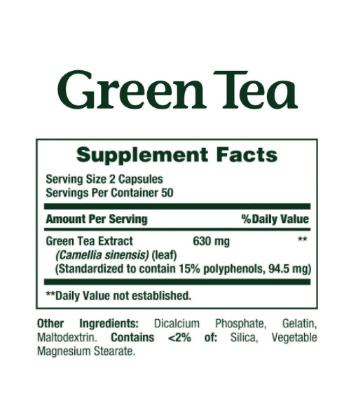 Nature’s Bounty Green Tea Supports Heart & Antioxidant Health 100 Capsules