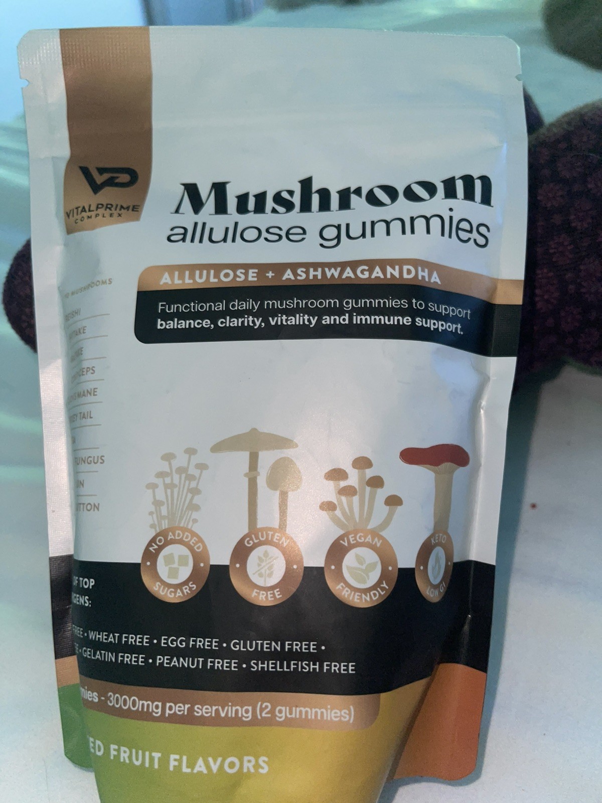 Vital Prime Ashwagandha & Mushroom Gummies Allulose Sweetener 80ct EXP 08/2026