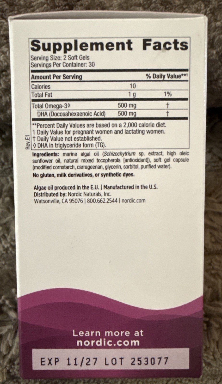 Nordic Naturals Vegan Prenatal DHA – Supports Babies’ Brain Development*, 60 Ct.