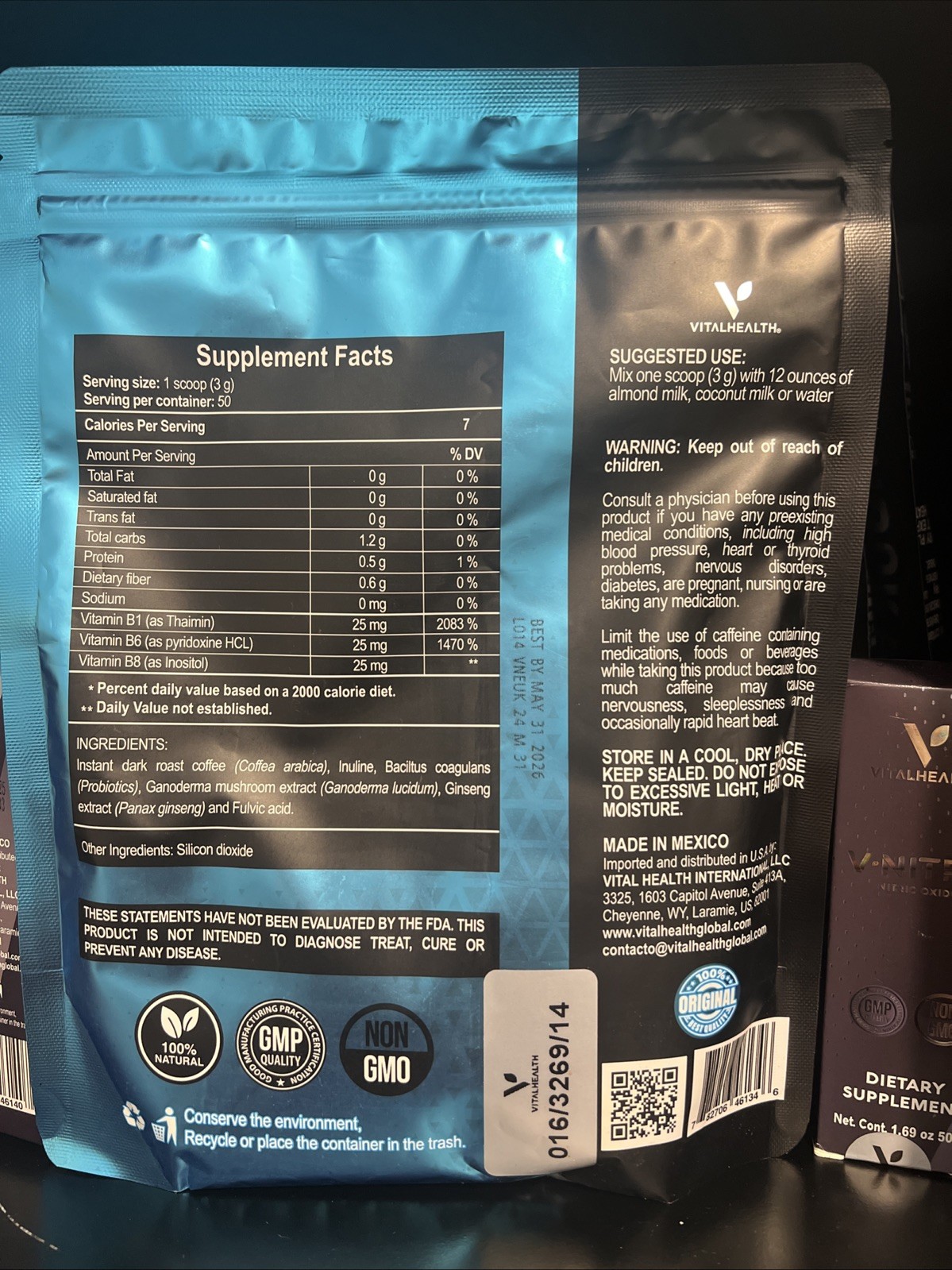 Vitalhealth V-NEUROKAFE Gourmet Dark Roast Coffee with Probiotics 5.30oz
