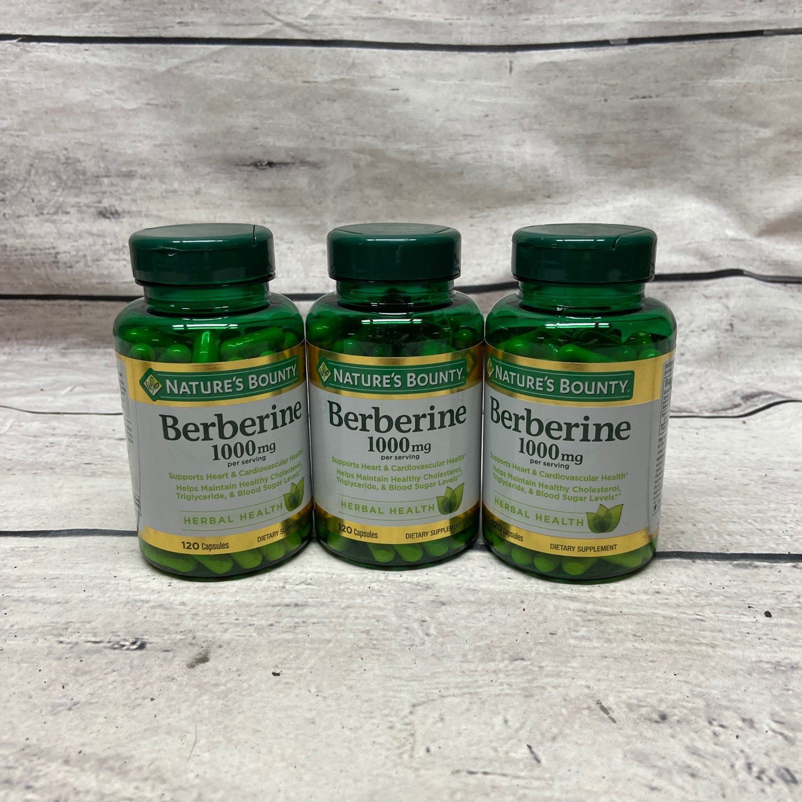 Nature’s Bounty Berberine 1000mg 120 Capsules Heart Health Lot of 3