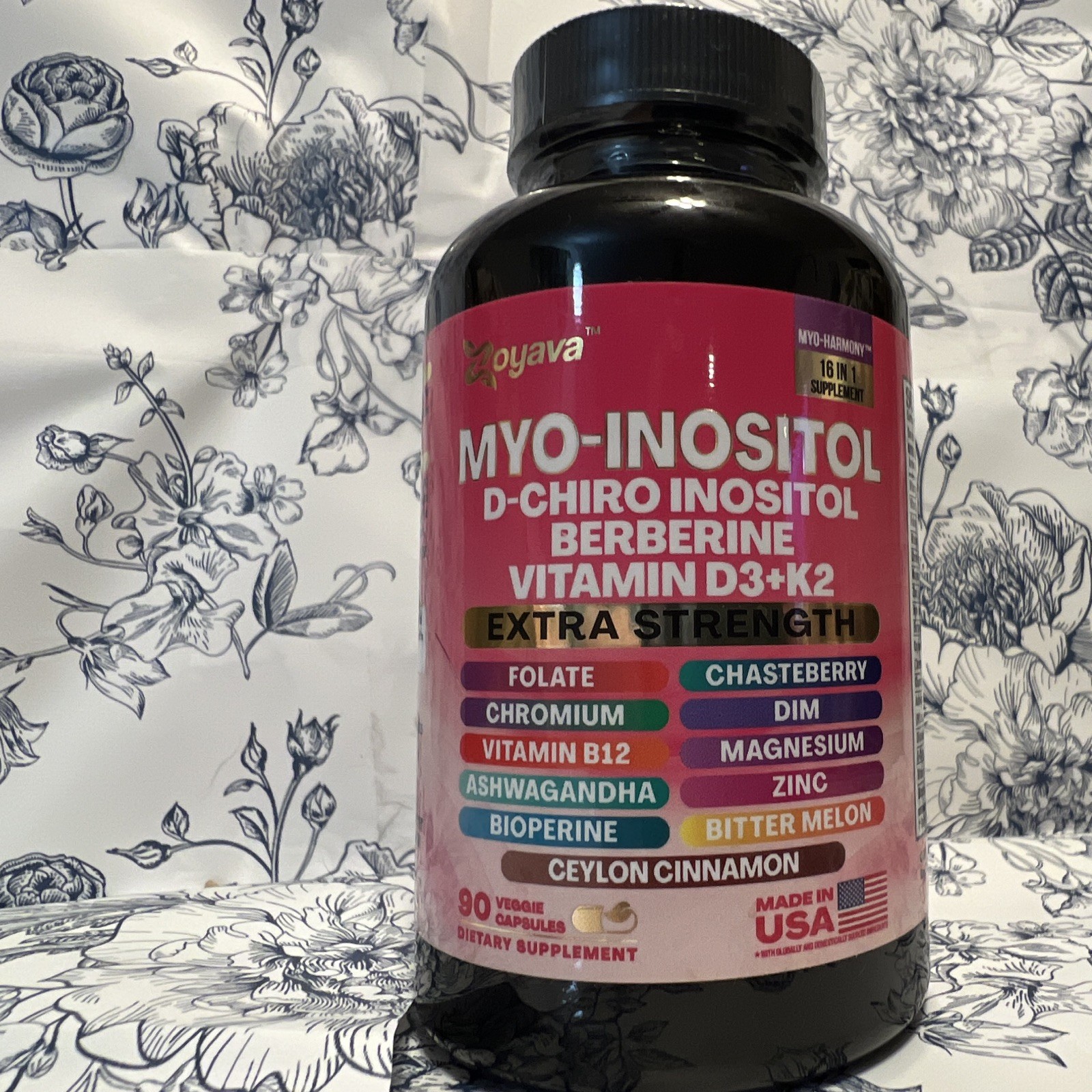 Zoyava Myo-Inositol + D-Chiro Inositol Berberine D3 K2 90 Caps Lot 60758